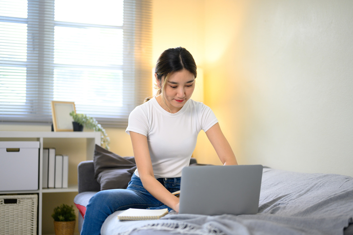 Individual preparing an Australian tax return online at home using a laptop Individual preparing an Australian tax return online at home using a laptop